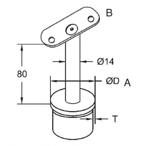 Tube Support for upright post 48.3mm o/d x 2.6mm- Top 42.4mm Saddle-316 Satin Polished 